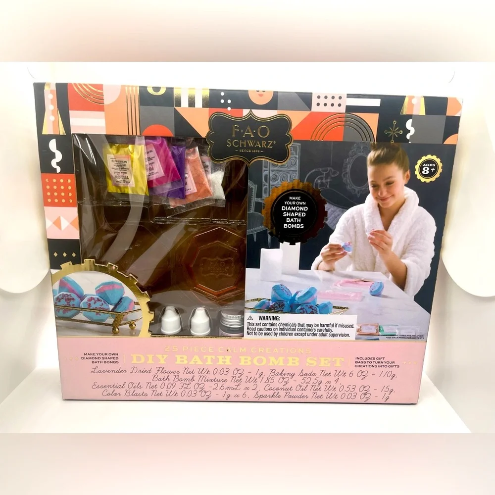 FAO Schwarz 25 Piece Calm Creations DIY Spa-Ready Bath Bomb Set for Kids New NIB